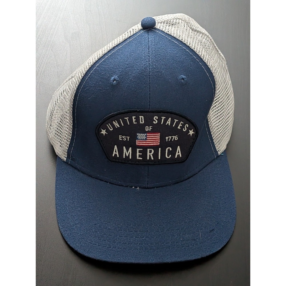 United States America Adjustable Snapback Trucker Hat With Patch Mesh Back